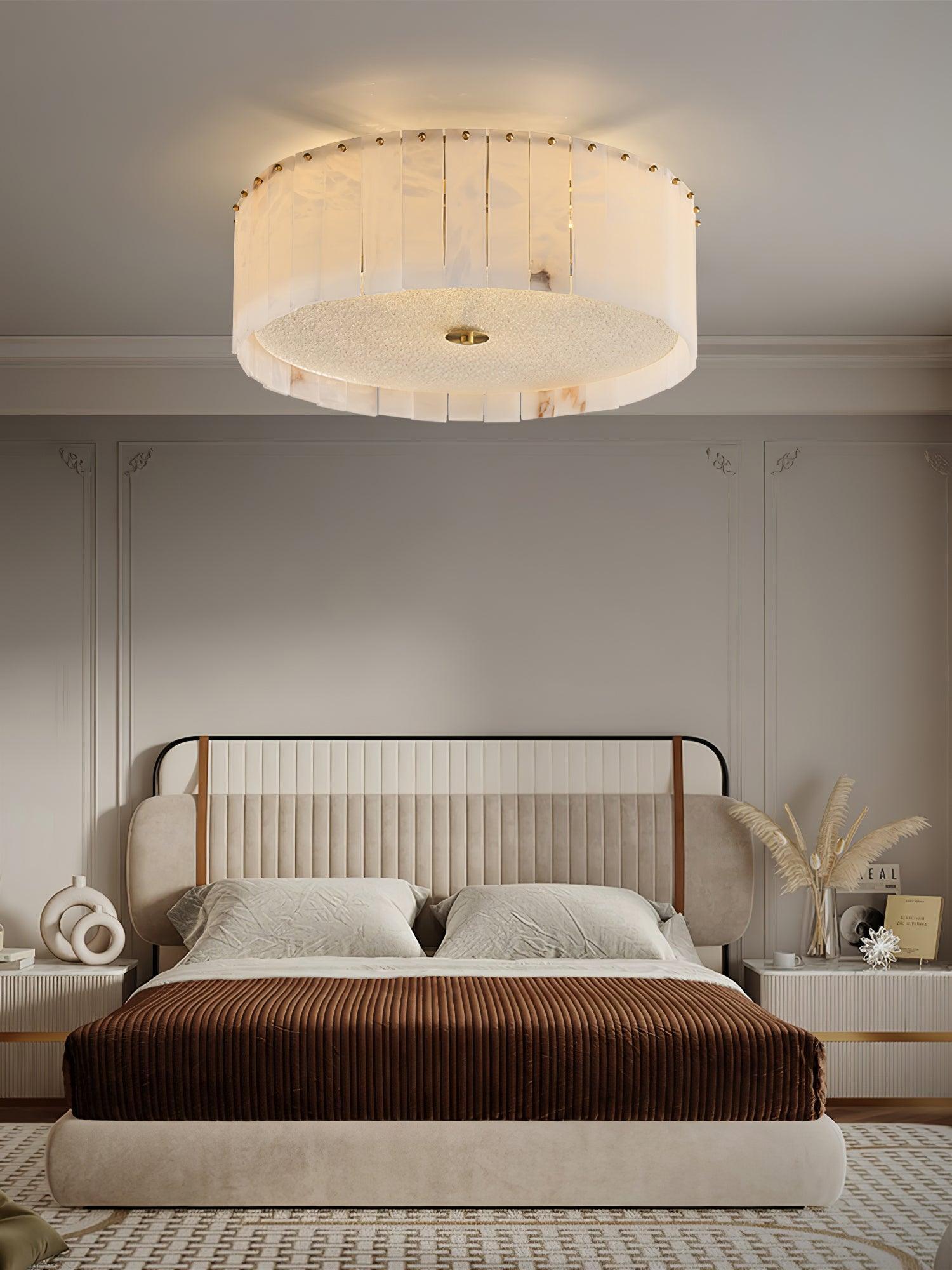 Elysian Alabaster Ceiling Lamp - ∅ 17.7″ x H 9.25″ / Dia 45cm x H 23.5cmBrass & Whitewinglightingus