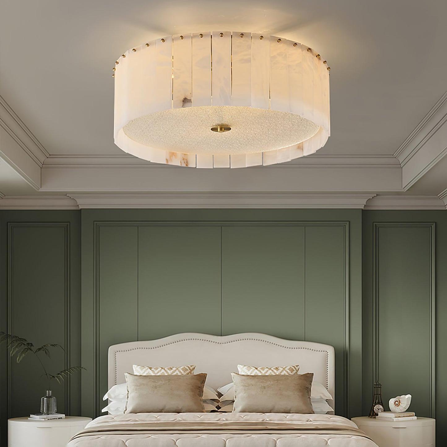 Elysian Alabaster Ceiling Lamp - ∅ 23.6″ x H 9.25″ / Dia 60cm x H 23.5cmBrass & Whitewinglightingus