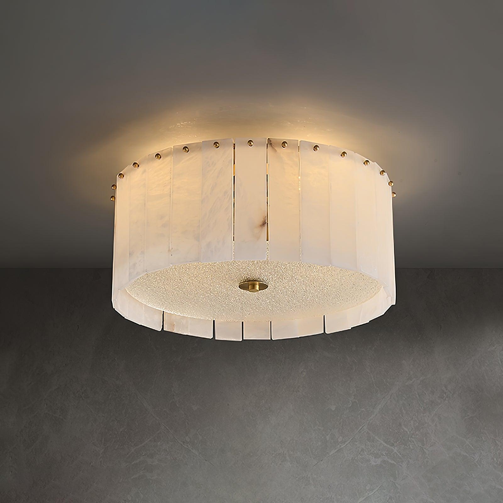 Elysian Alabaster Ceiling Lamp - ∅ 23.6″ x H 9.25″ / Dia 60cm x H 23.5cmBrass & Whitewinglightingus
