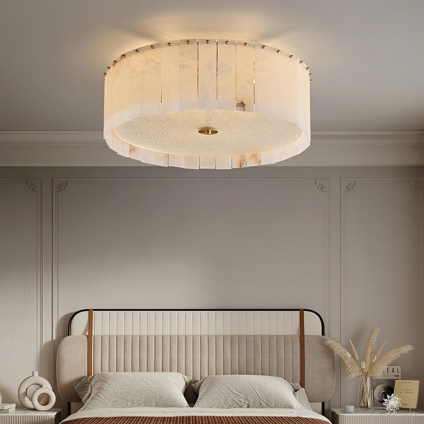Elysian Alabaster Ceiling Lamp - ∅ 23.6″ x H 9.25″ / Dia 60cm x H 23.5cmBrass & Whitewinglightingus