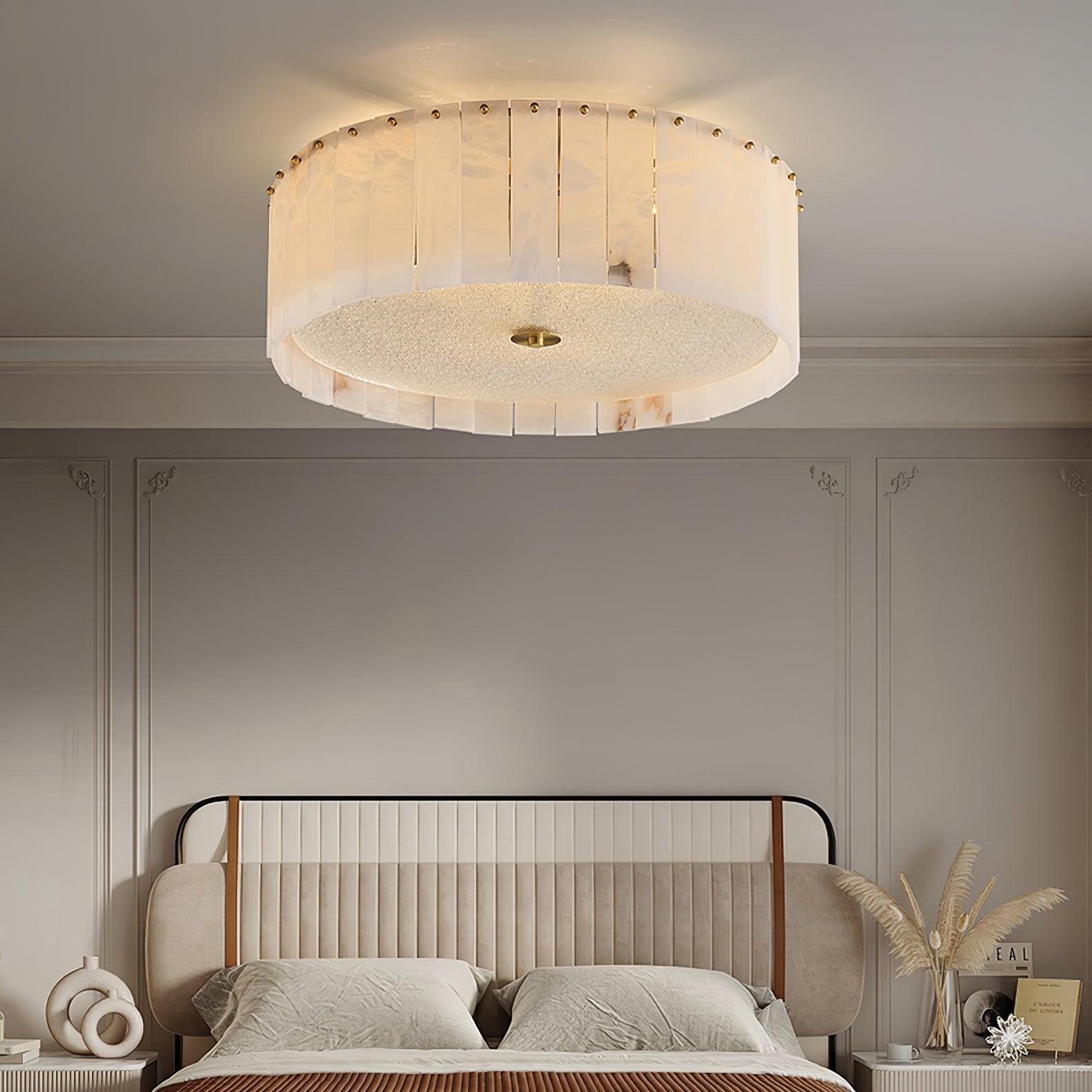 Elysian Alabaster Ceiling Lamp - ∅ 23.6″ x H 9.25″ / Dia 60cm x H 23.5cmBrass & Whitewinglightingus