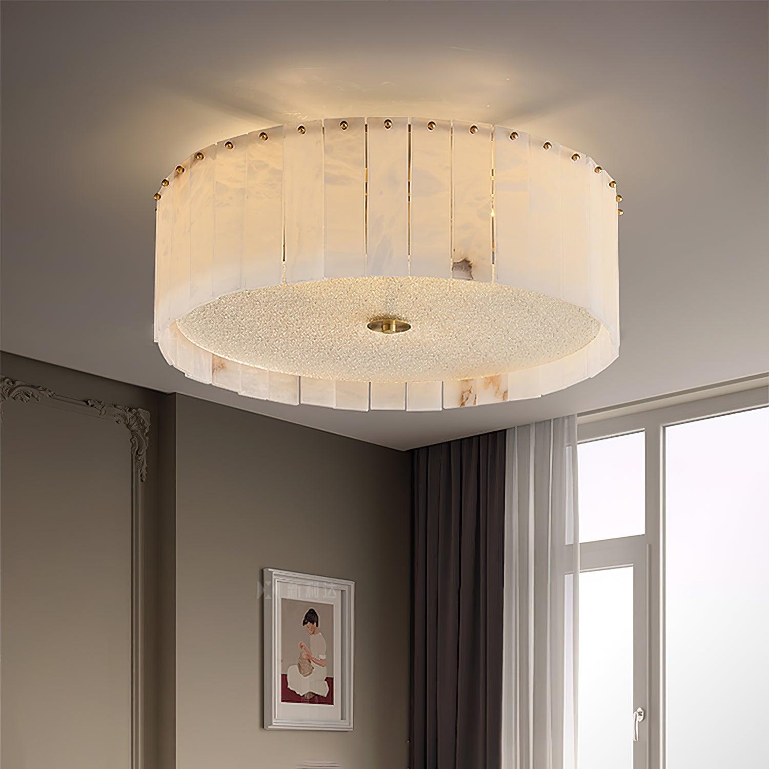 Elysian Alabaster Ceiling Lamp - ∅ 17.7″ x H 9.25″ / Dia 45cm x H 23.5cmBrass & Whitewinglightingus