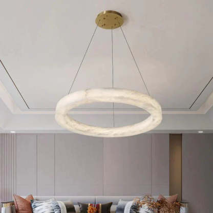 Emerald Real Alabaster Ring Chandelier, Modern Circular Chandelier Chandelier Kevin Studio Inc