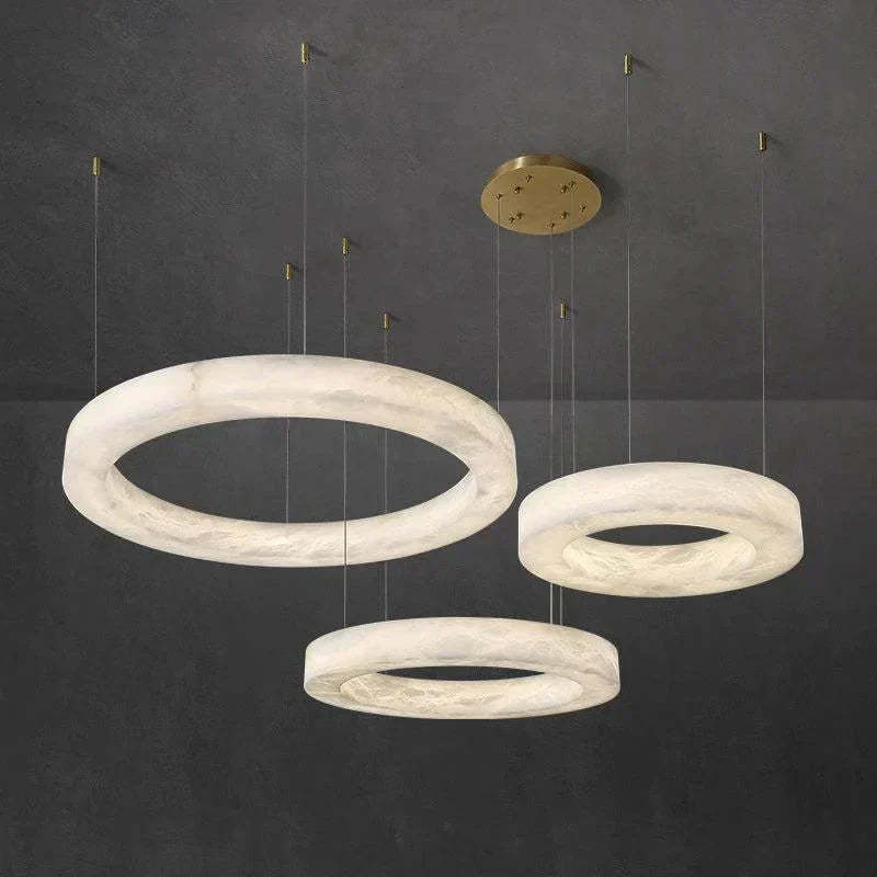 Emerald Real Alabaster Ring Chandelier, Modern Circular Chandelier Chandelier Kevin Studio Inc