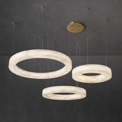 Emerald Real Alabaster Ring Chandelier, Modern Circular Chandelier Chandelier Kevin Studio Inc