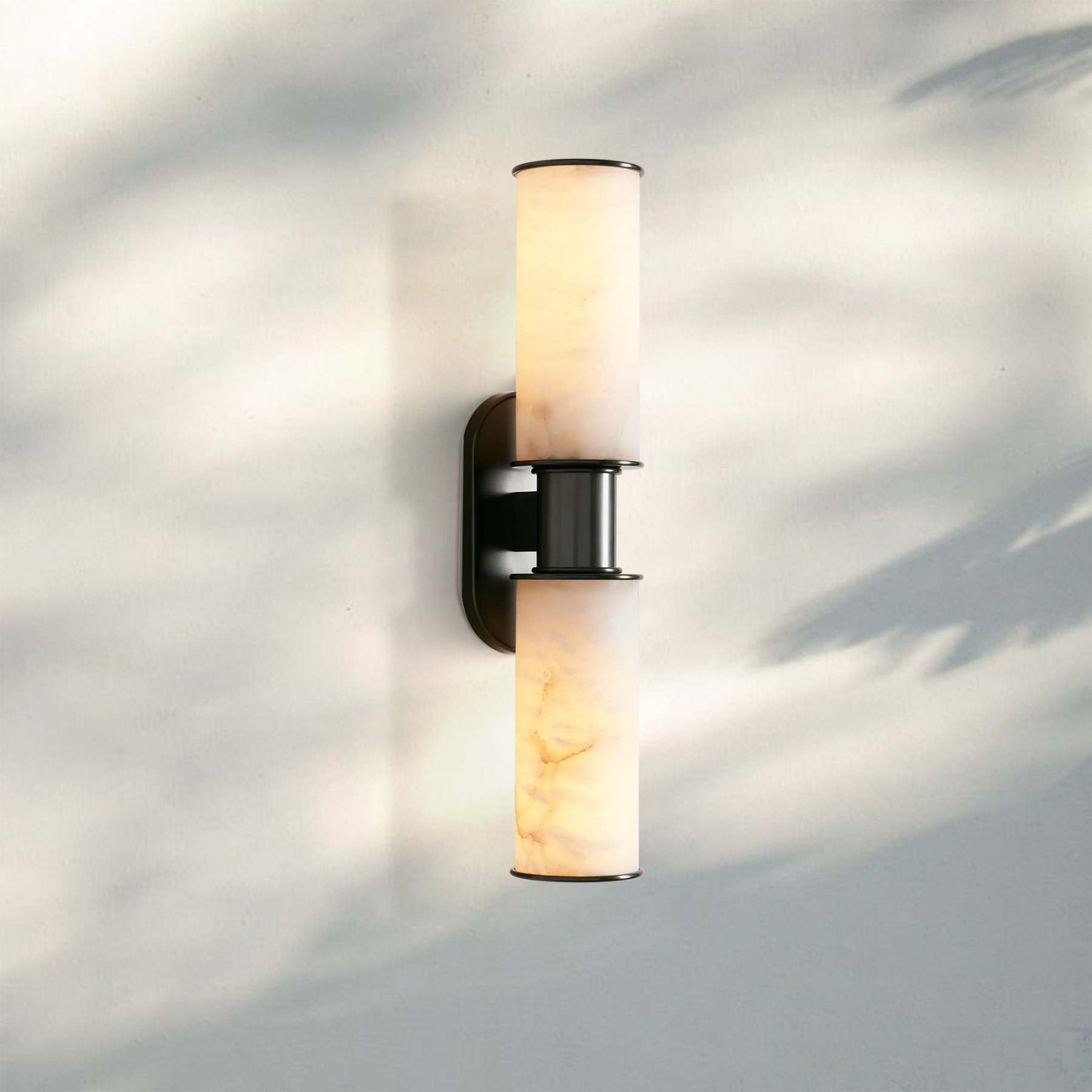 Harline Alabaster 2-Light Wall Sconce-Bronze-