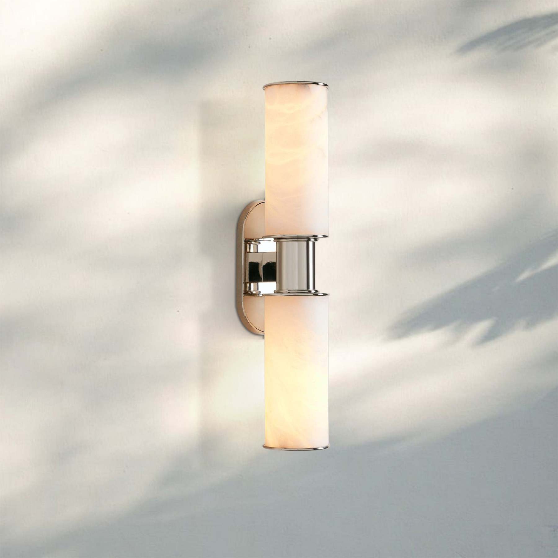 Harline Alabaster 2-Light Wall Sconce-Nickel-