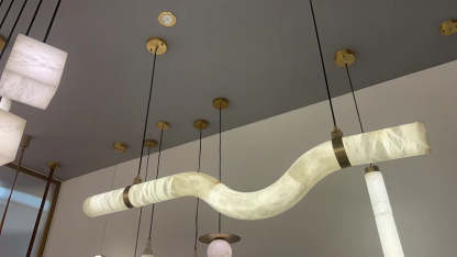 Liberty Curved Pendant Alabaster Chandelier, Pendant Light Over Dining Table-winglightingus