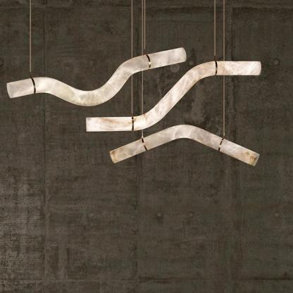 Liberty Curved Pendant Alabaster Chandelier, Pendant Light Over Dining Table-winglightingus