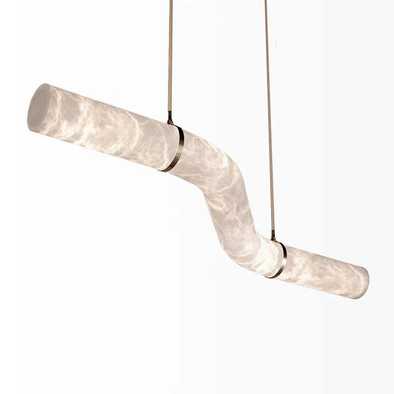 Liberty Curved Pendant Alabaster Chandelier, Pendant Light Over Dining Table-winglightingus