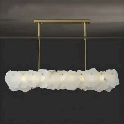 Luxury Alabaster Flakes Linear Chandelier Hanging Rod Light-