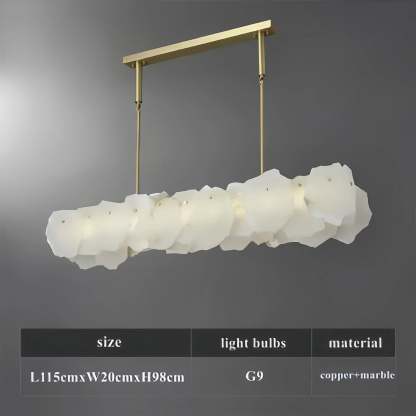 Luxury Alabaster Flakes Linear Chandelier Hanging Rod Light-