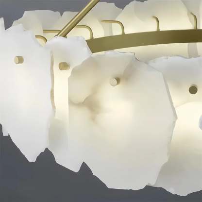 Luxury Alabaster Flakes Linear Chandelier Hanging Rod Light-