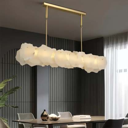 Luxury Alabaster Flakes Linear Chandelier Hanging Rod Light-