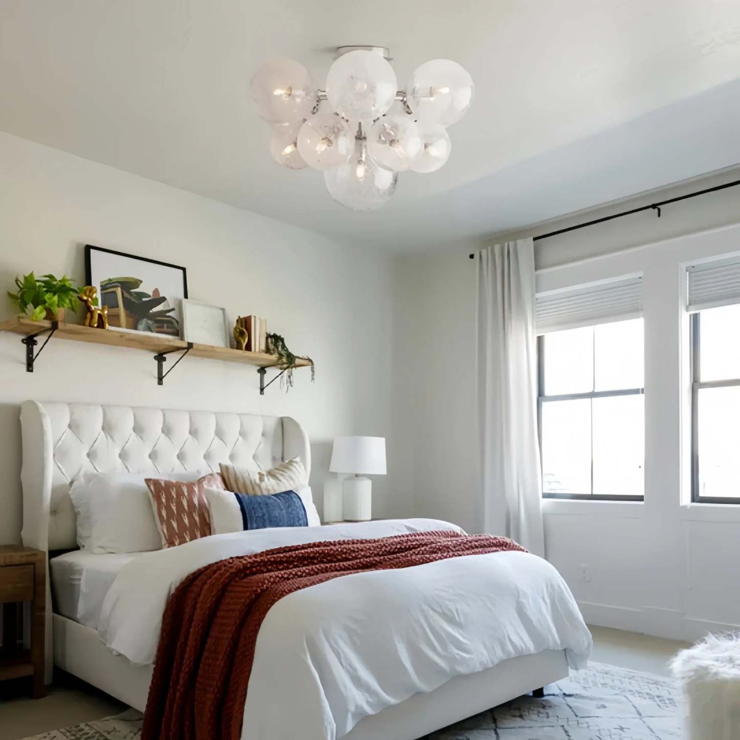 Mandoza Flushmount Hand-Blown Glass Ceiling Light with Brass Finish
