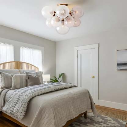 Mandoza Flushmount Hand-Blown Glass Ceiling Light with Brass Finish