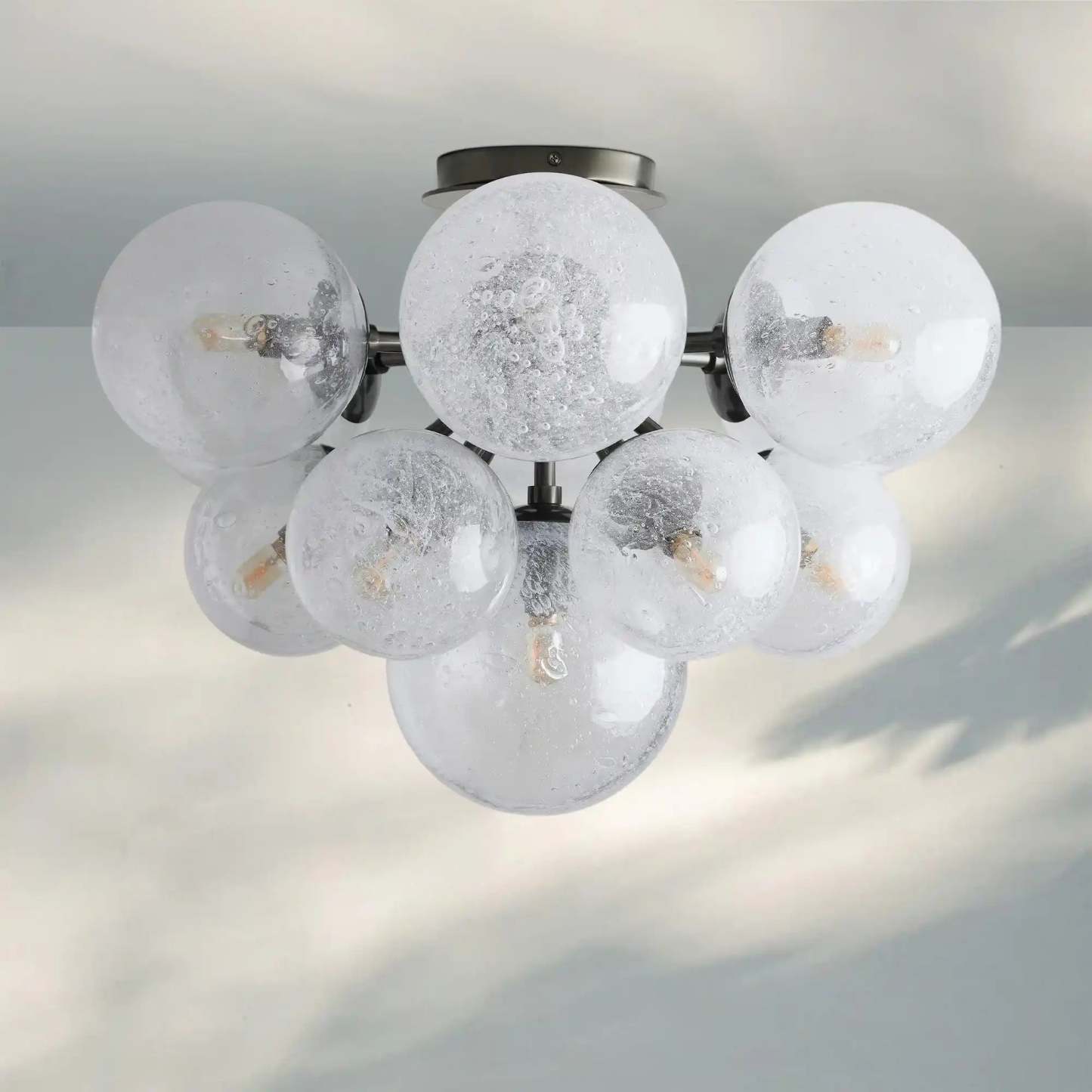 Mandoza Flushmount Hand-Blown Glass Ceiling Light with Brass Finish