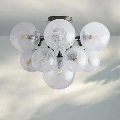 Mandoza Flushmount Hand-Blown Glass Ceiling Light with Brass Finish