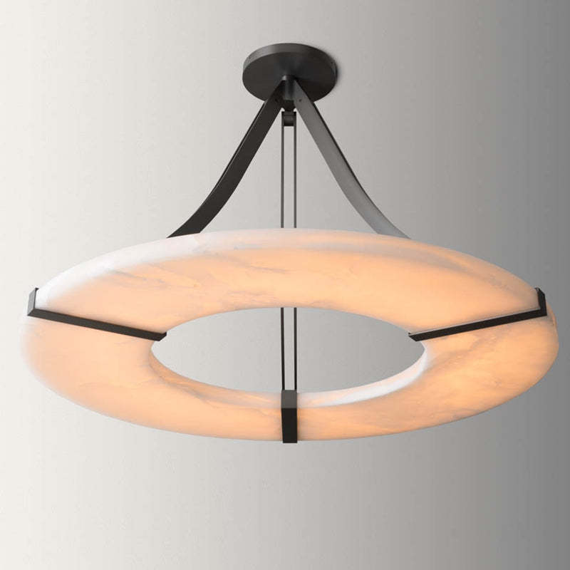 Maxine Modern Round Alabaster Plate Chandelier, Exquisite Illumination Chandelier Kevin Studio Inc