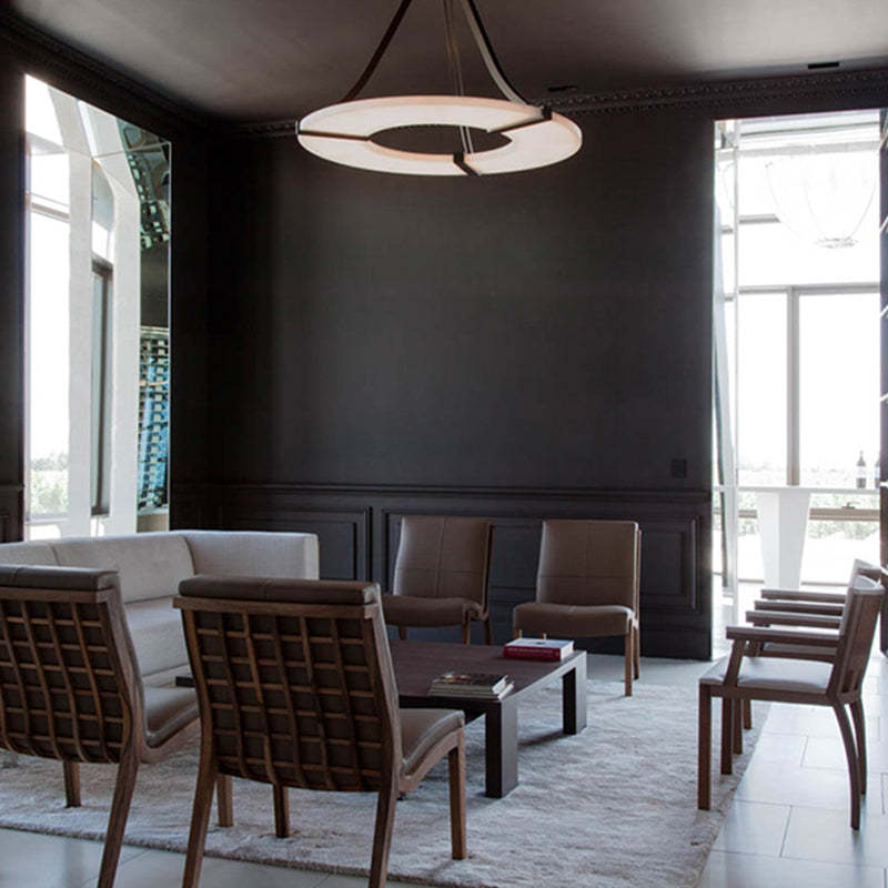 Maxine Modern Round Alabaster Plate Chandelier, Exquisite Illumination Chandelier Kevin Studio Inc
