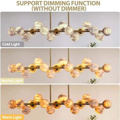 Mid Century Modern Sputnik 12 Light Gold Alabaster Globe Chandelier - winglightingus