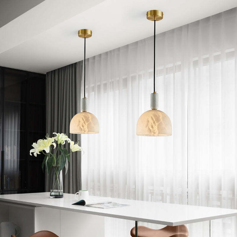 Aubry Modern Alabaster Bedside Pendant Light, Bedroom Pendant Lamp Chandelier Kevin Studio Inc