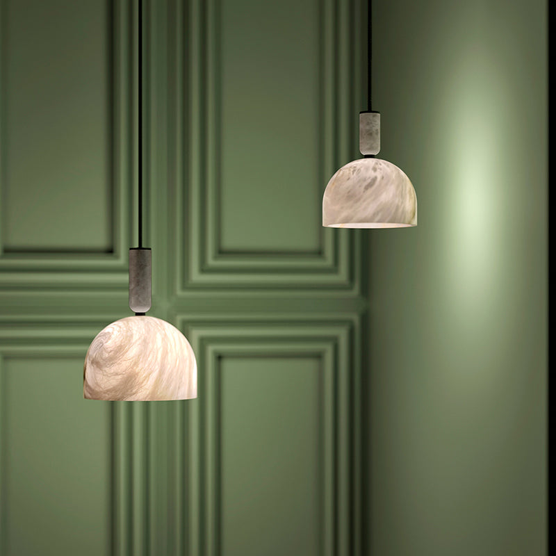 Aubry Modern Alabaster Bedside Pendant Light, Bedroom Pendant Lamp Chandelier Kevin Studio Inc