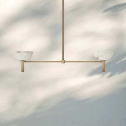 Modern Kitchen Island Pendant Light with Alabaster Shades, Linear Real Alabaster Pendant Lamp-Chandelier-winglightingus