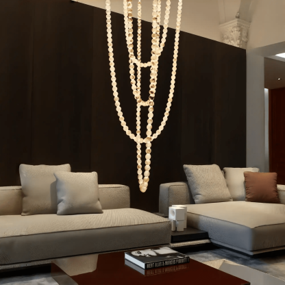 Modern LED Natural Alabaster Globes Beads Hanging Chandelier Indoor Lighting Fixture - 167 globes - L100+L200+L400+L500CM/L40"+L80"+L157"+L197"Neutral Light (4000K)Brass + Whitewinglightingus
