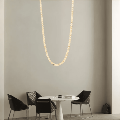 Modern LED Natural Alabaster Globes Beads Hanging Chandelier Indoor Lighting Fixture - 70 globes - L500CM/L197"Warm Light (3000K)Black + Whitewinglightingus