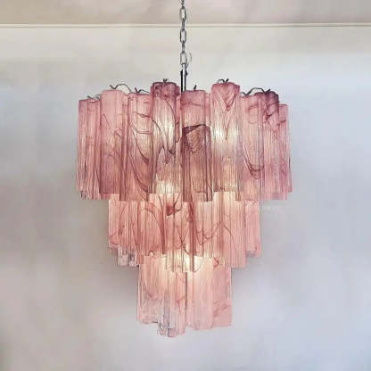 Murano Chandelier – 48 tubes – Alabaster Pink - winglightingus