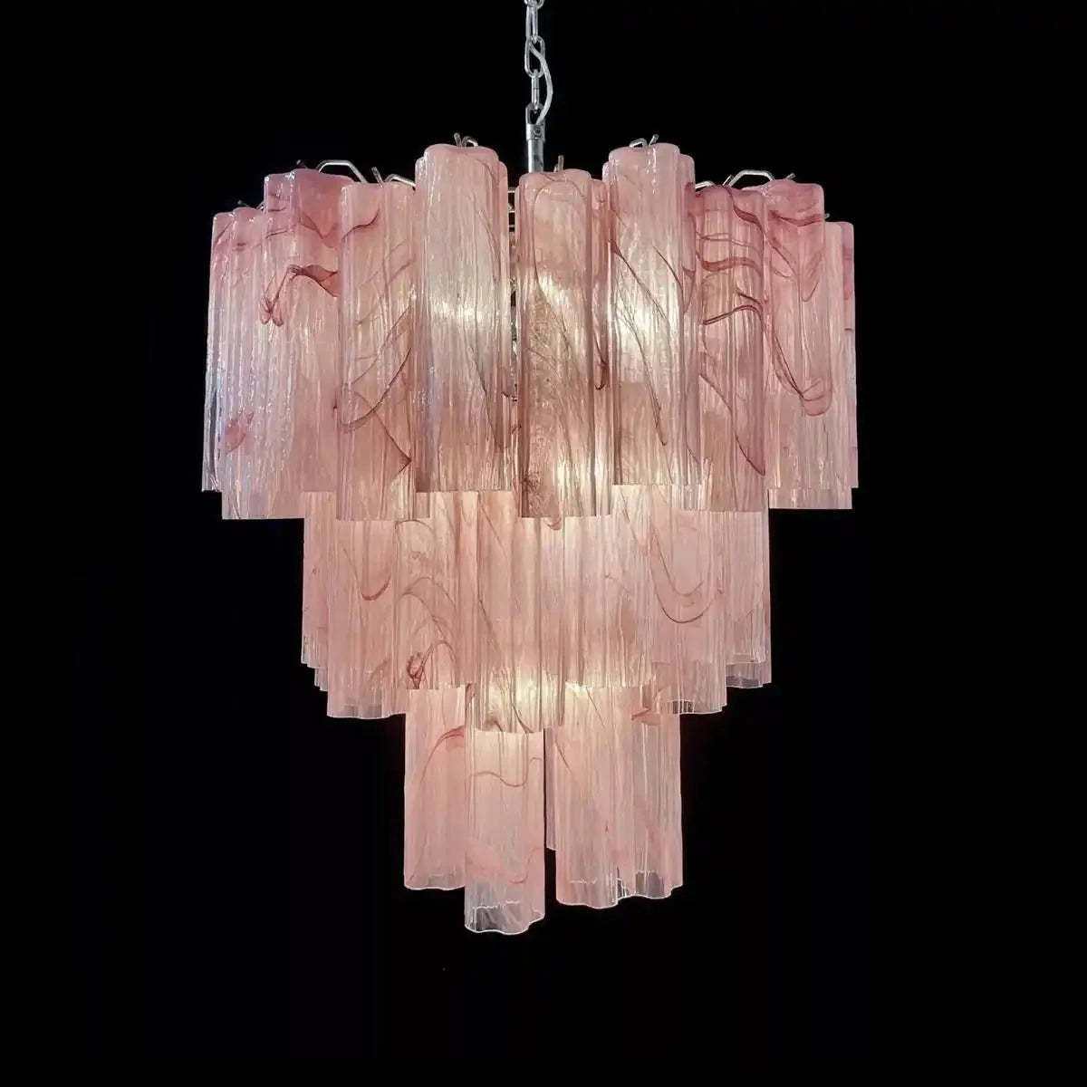Murano Chandelier – 48 tubes – Alabaster Pink - winglightingus