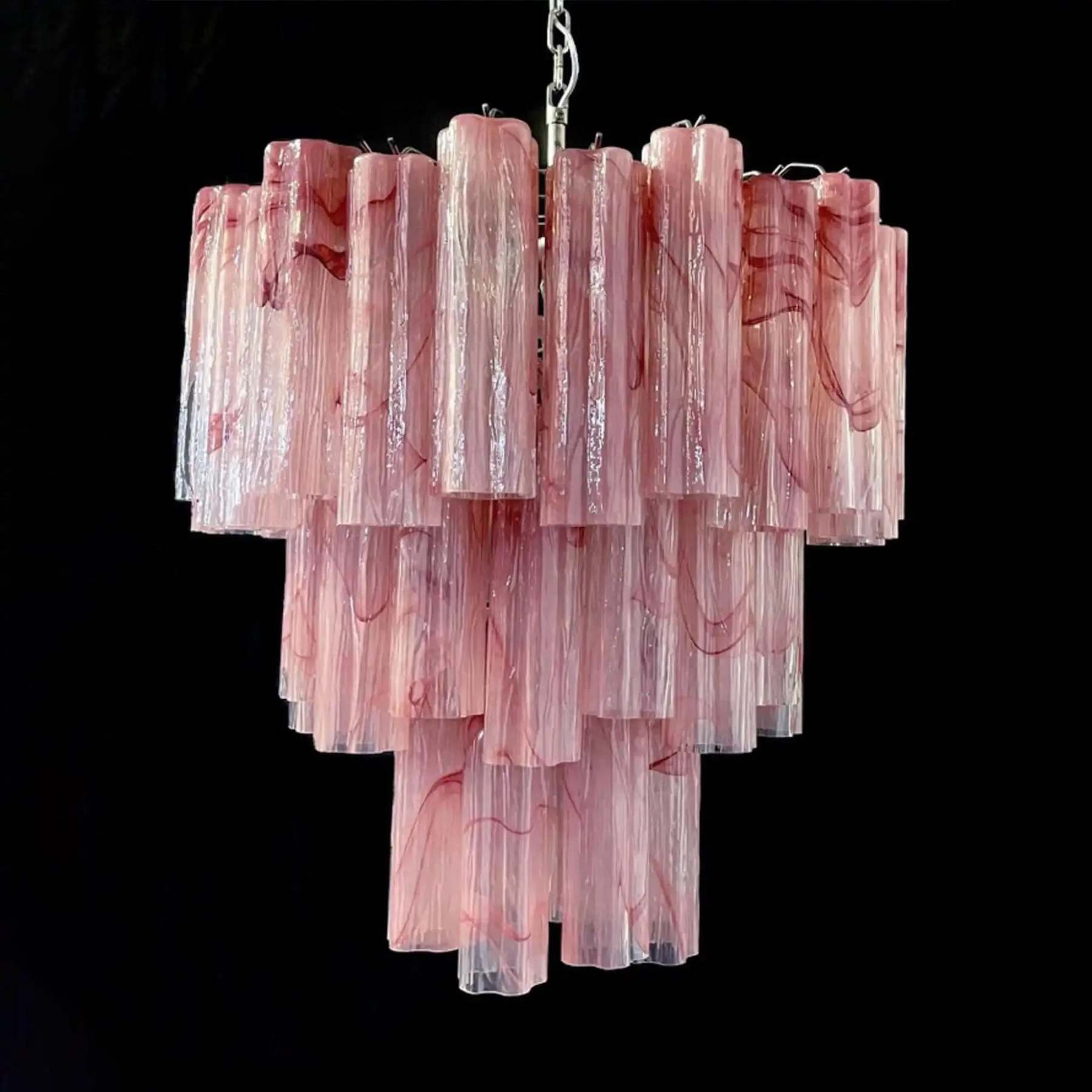 Murano Chandelier – 48 tubes – Alabaster Pink - winglightingus