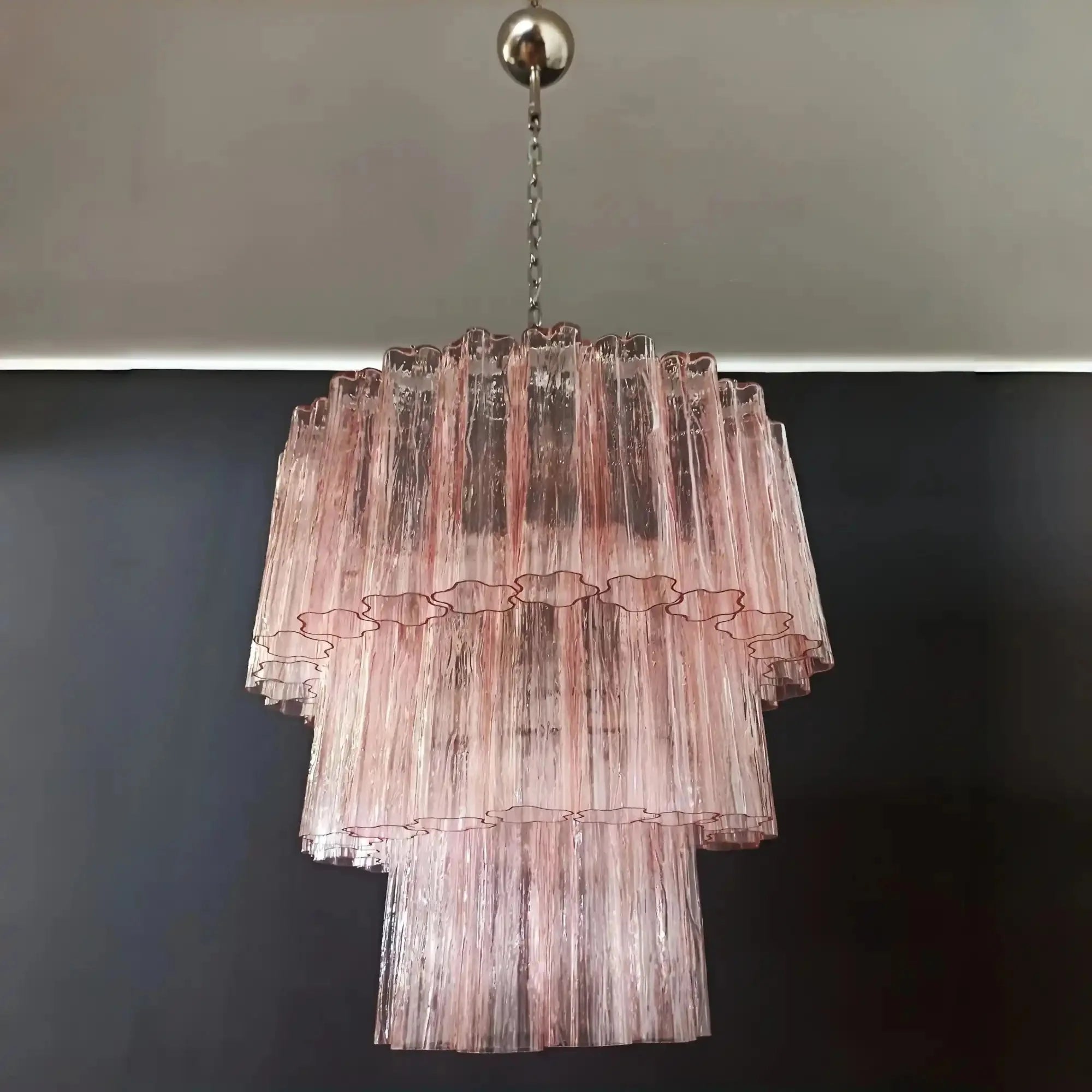 Murano Chandelier – 48 tubes – Alabaster Pink - winglightingus