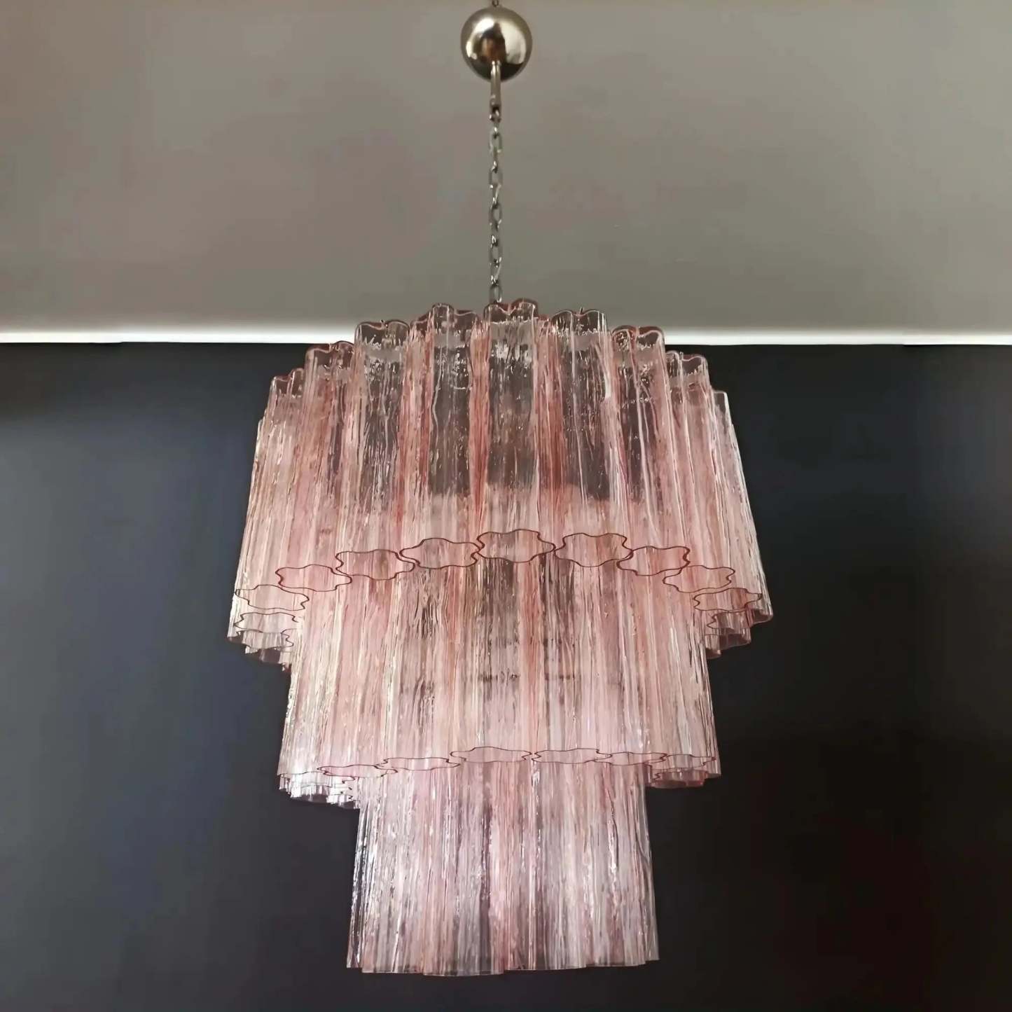 Murano Chandelier – 48 tubes – Alabaster Pink - winglightingus