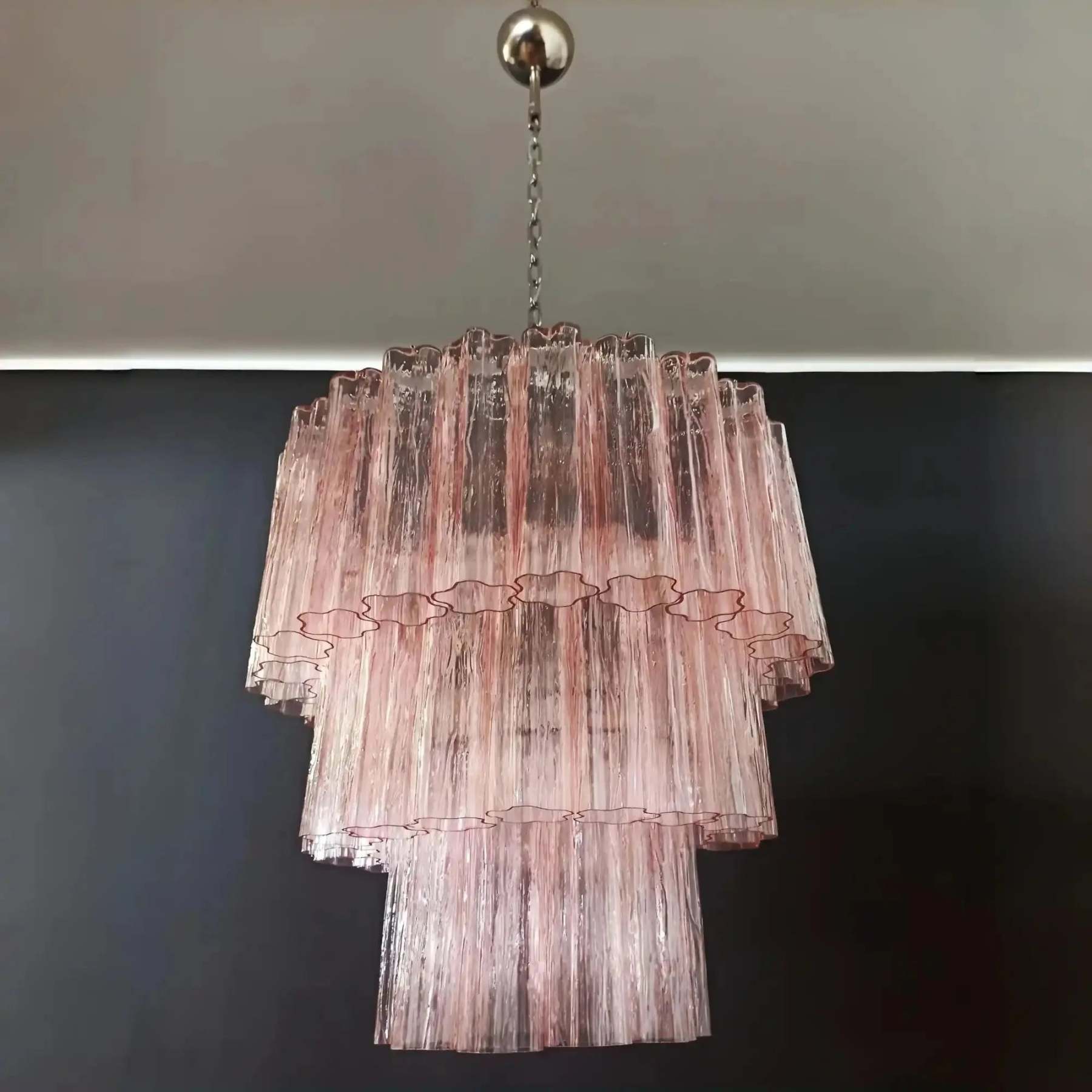 Murano Chandelier – 48 tubes – Alabaster Pink - winglightingus