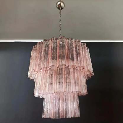 Murano Chandelier – 48 tubes – Alabaster Pink - winglightingus
