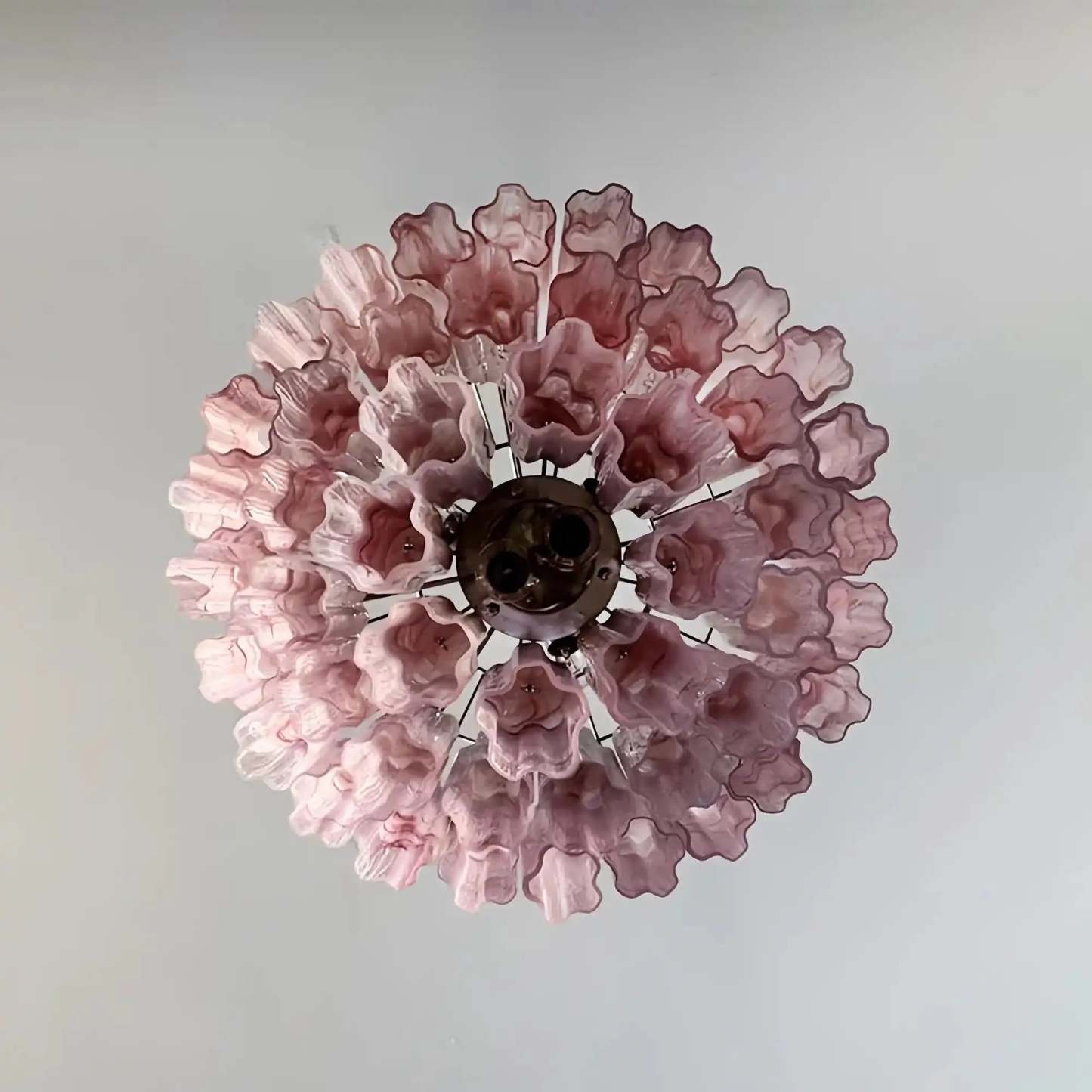Murano Chandelier – 48 tubes – Alabaster Pink - winglightingus