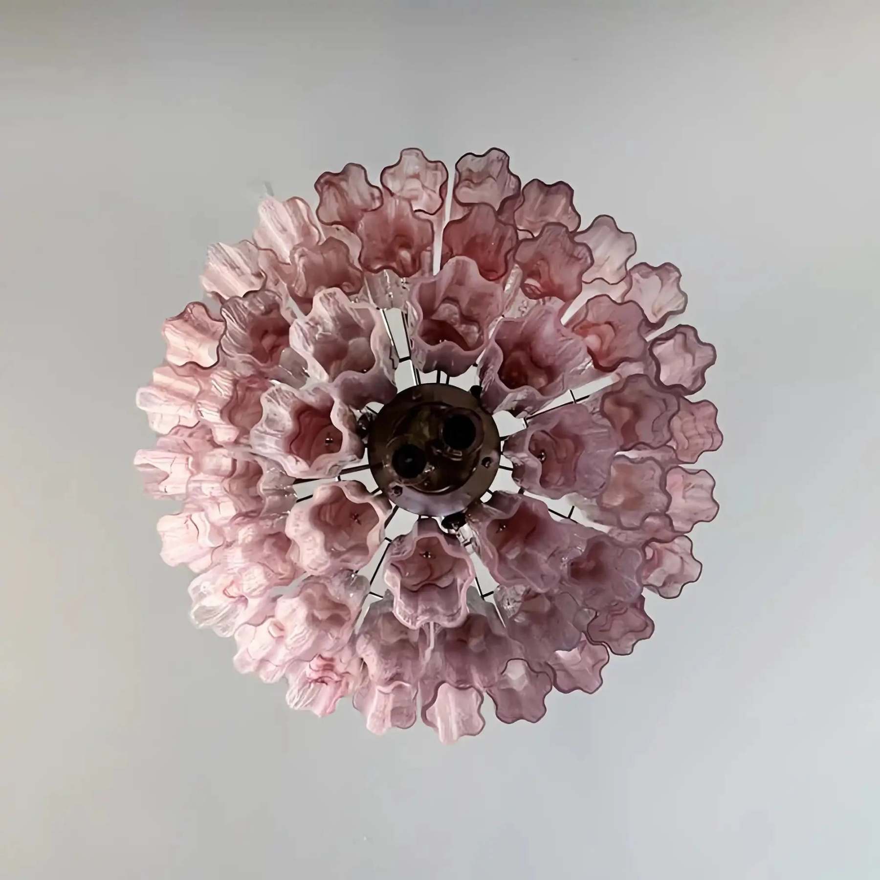 Murano Chandelier – 48 tubes – Alabaster Pink - winglightingus