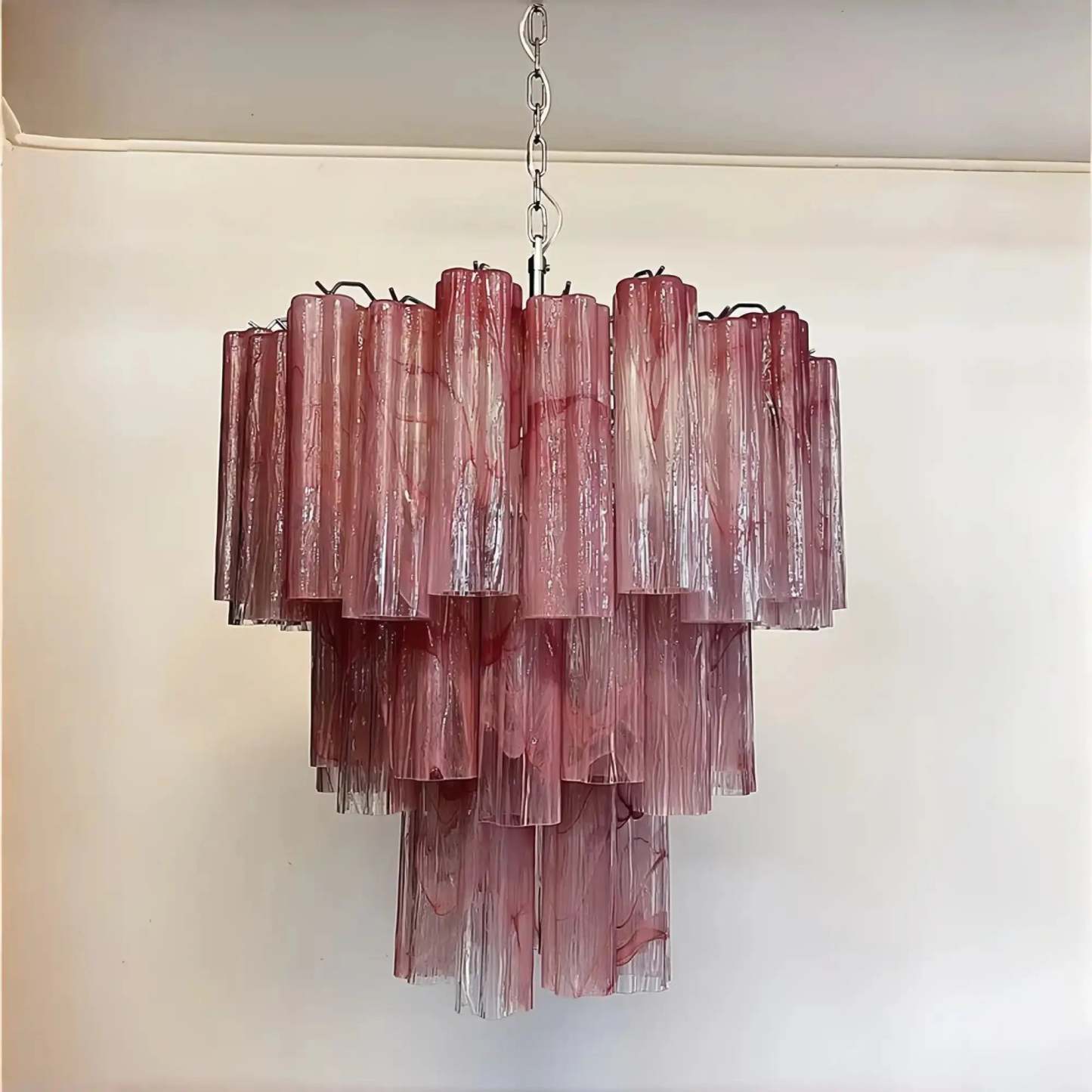 Murano Chandelier – 48 tubes – Alabaster Pink - winglightingus