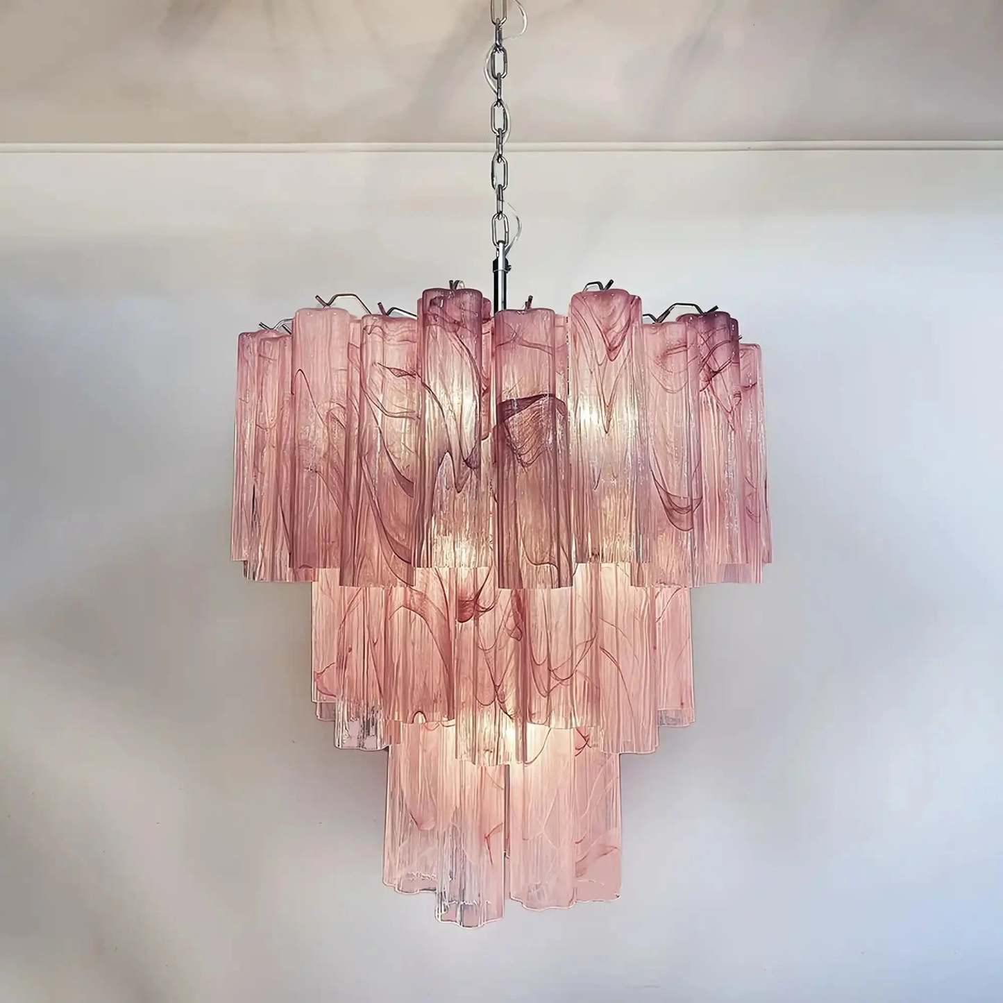 Murano Chandelier – 48 tubes – Alabaster Pink - winglightingus