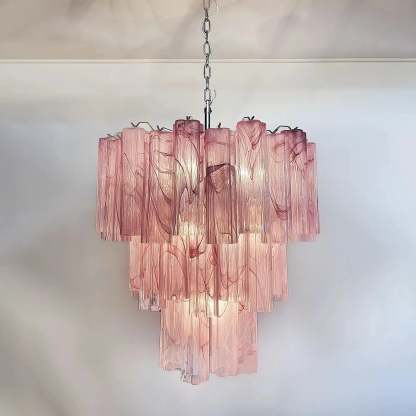 Murano Chandelier – 48 tubes – Alabaster Pink - winglightingus