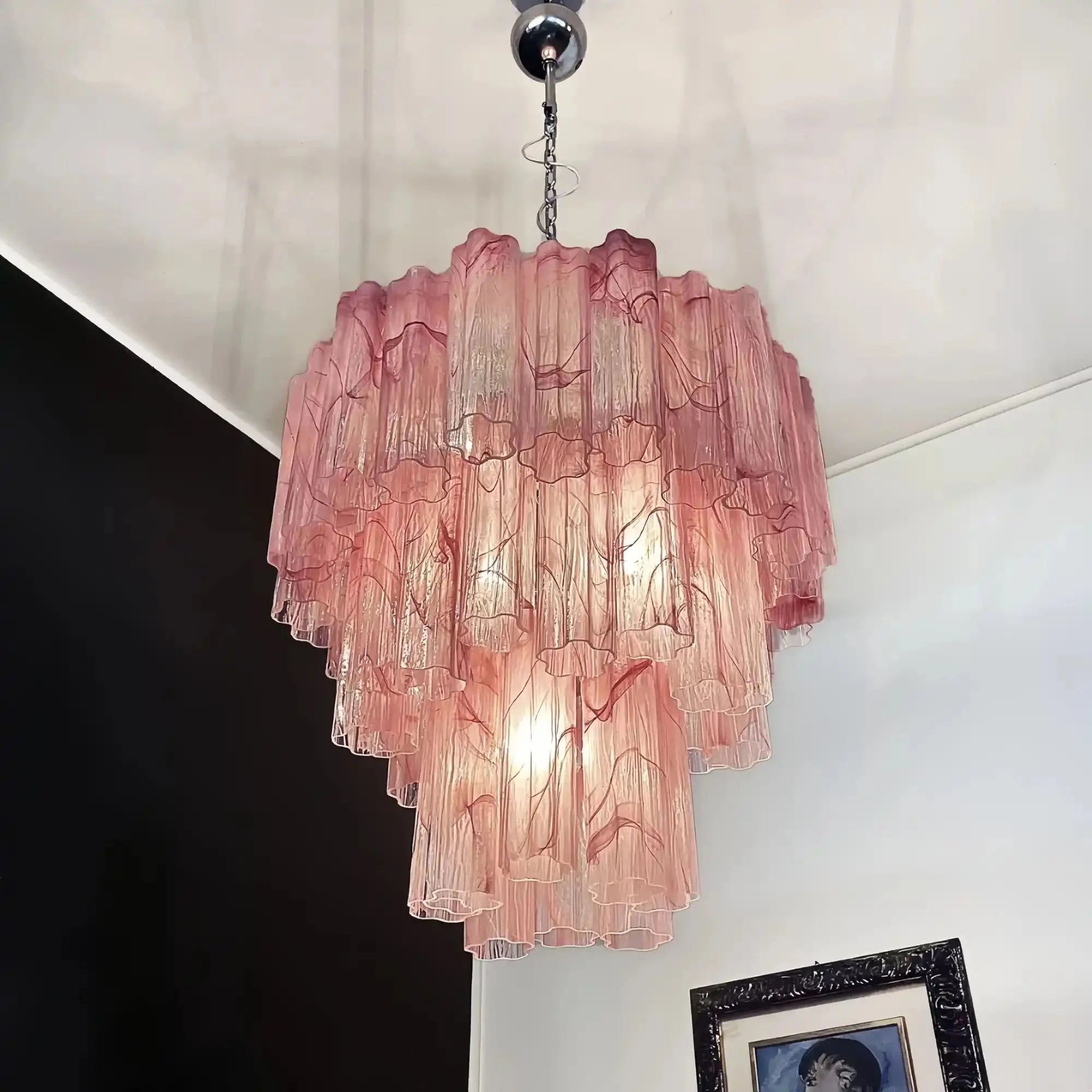 Murano Chandelier – 48 tubes – Alabaster Pink - winglightingus