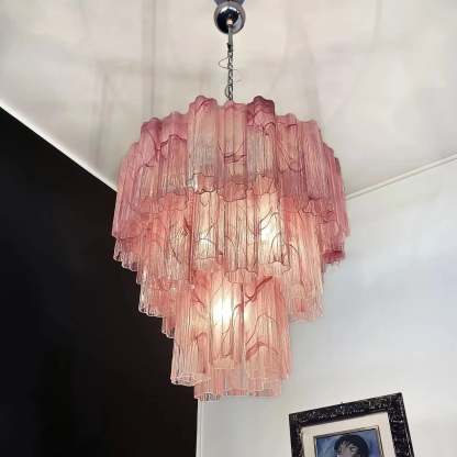 Murano Chandelier – 48 tubes – Alabaster Pink - winglightingus