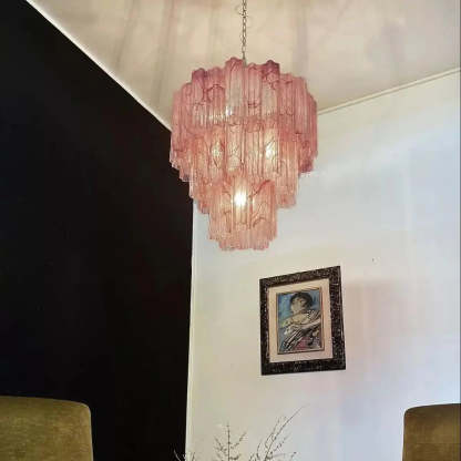 Murano Chandelier – 48 tubes – Alabaster Pink - winglightingus