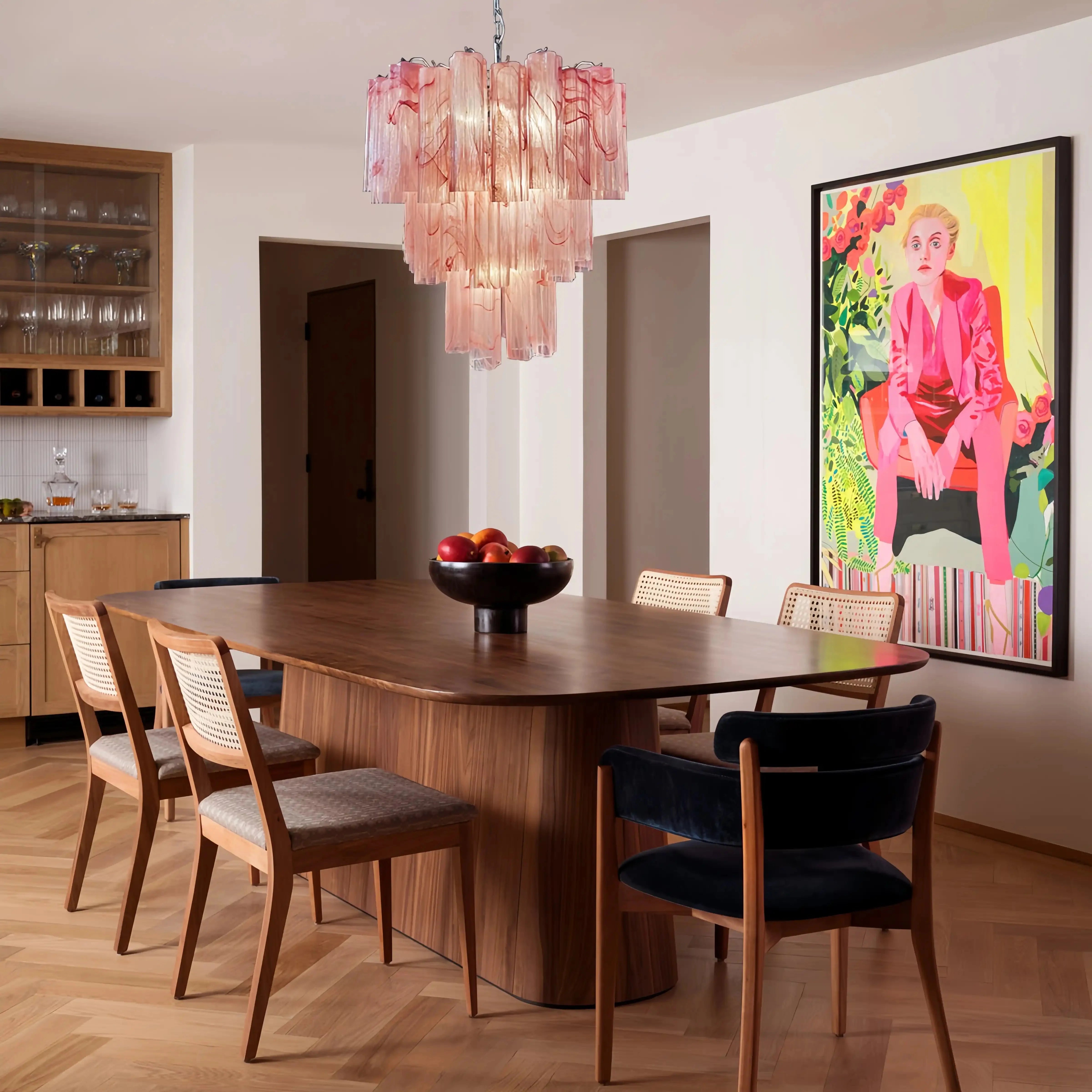 Murano Chandelier – 48 tubes – Alabaster Pink - winglightingus