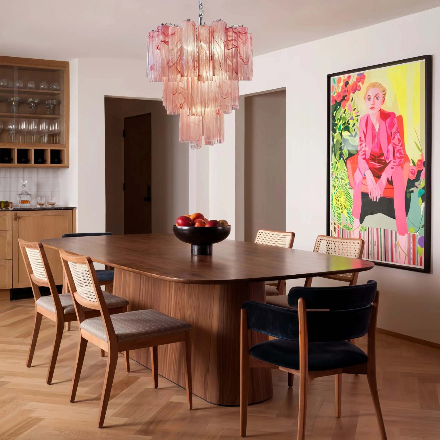 Murano Chandelier – 48 tubes – Alabaster Pink - winglightingus