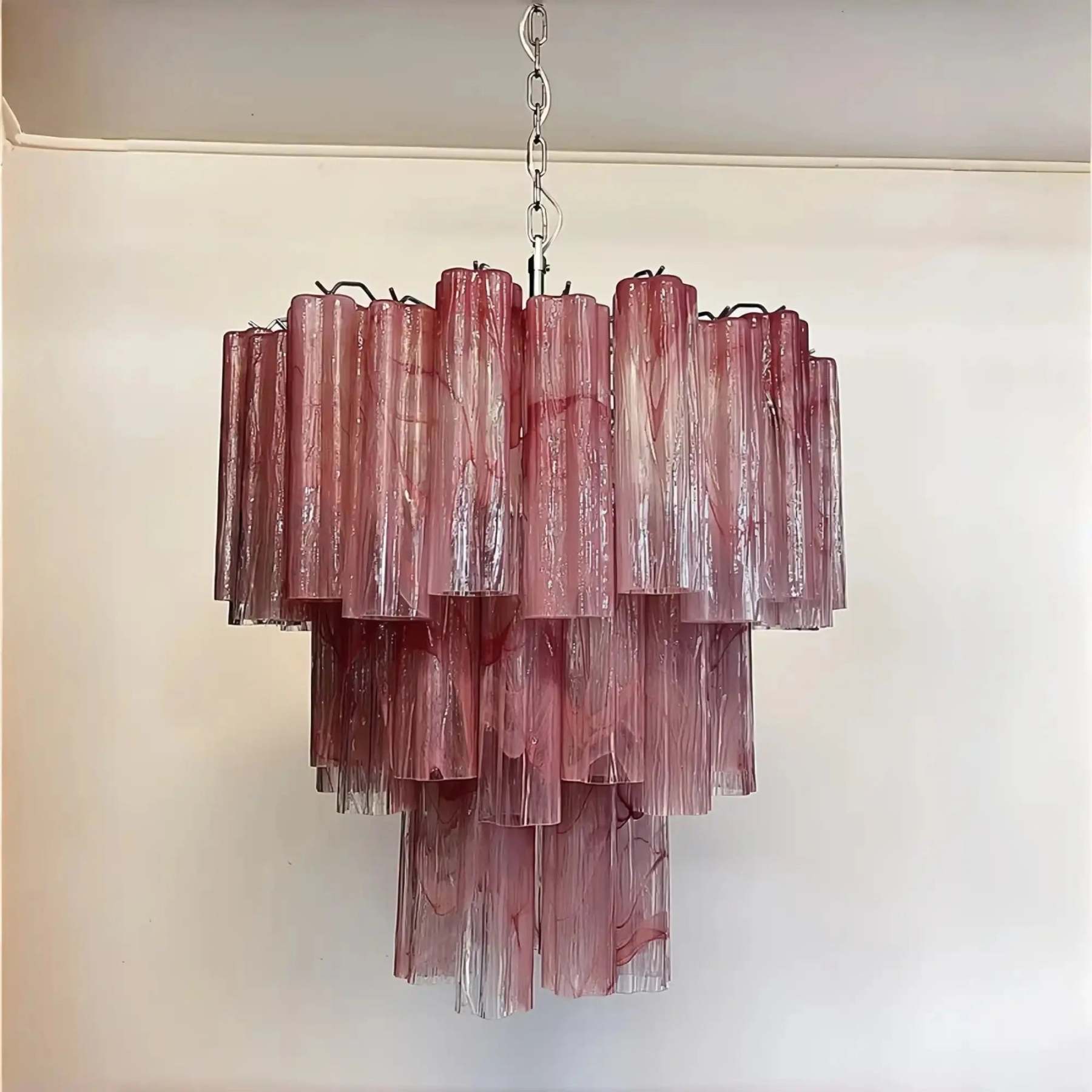 Murano Chandelier – 48 tubes – Alabaster Pink - winglightingus