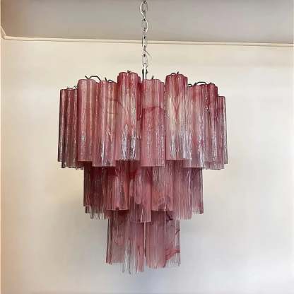 Murano Chandelier – 48 tubes – Alabaster Pink - winglightingus