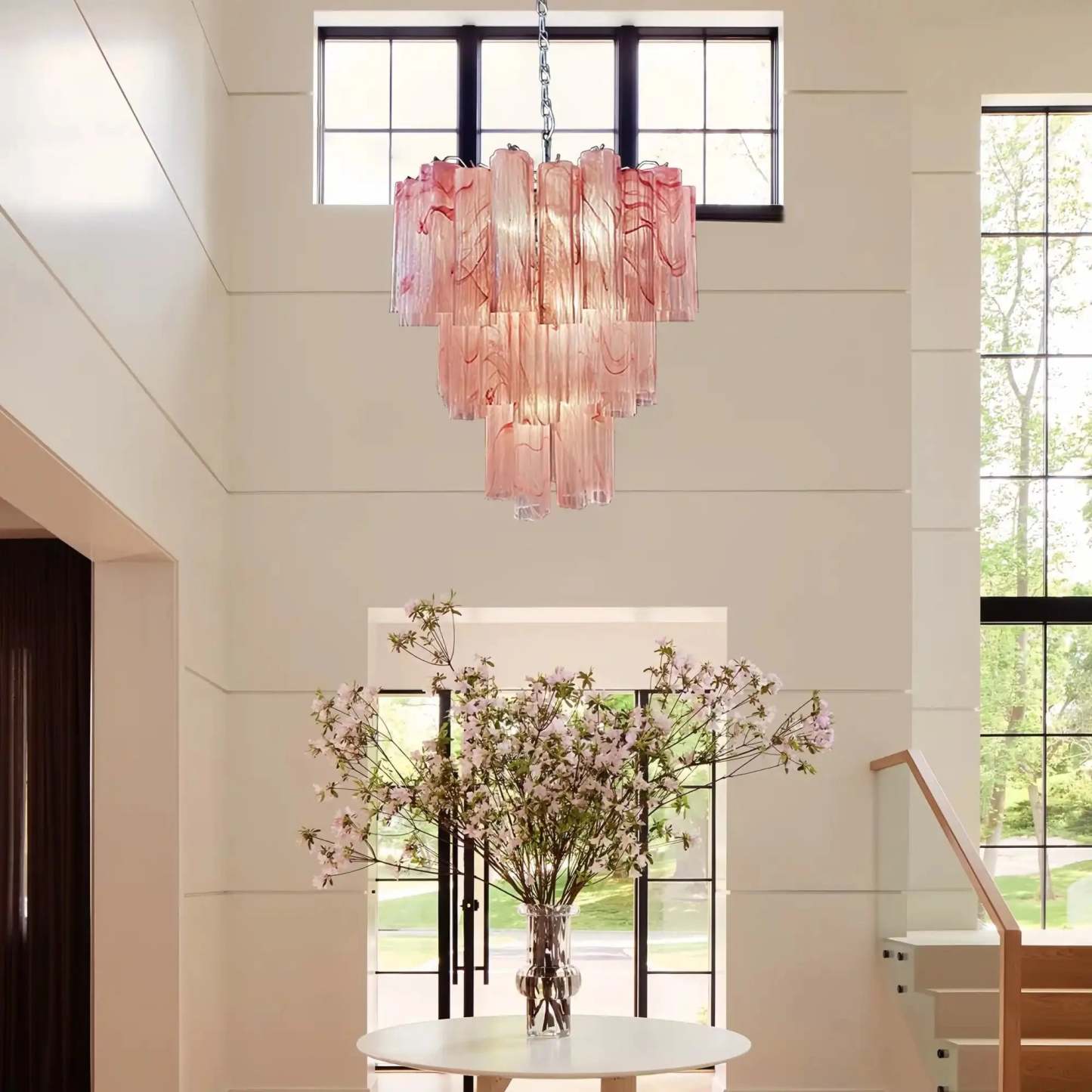 Murano Chandelier – 48 tubes – Alabaster Pink - winglightingus